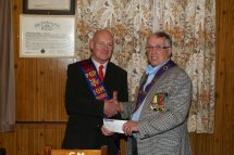 Bro Billy Littlewood KOM PGP IoM Receiving £930.20p Cheque from Bro Denis Kermode KOM Lady Isabella Lodge Laxey Bro Billy Littlewood KOM PGP IoM Receiving £930.20p Cheque from Bro Denis Kermode KOM Lady Isabella Lodge Laxey